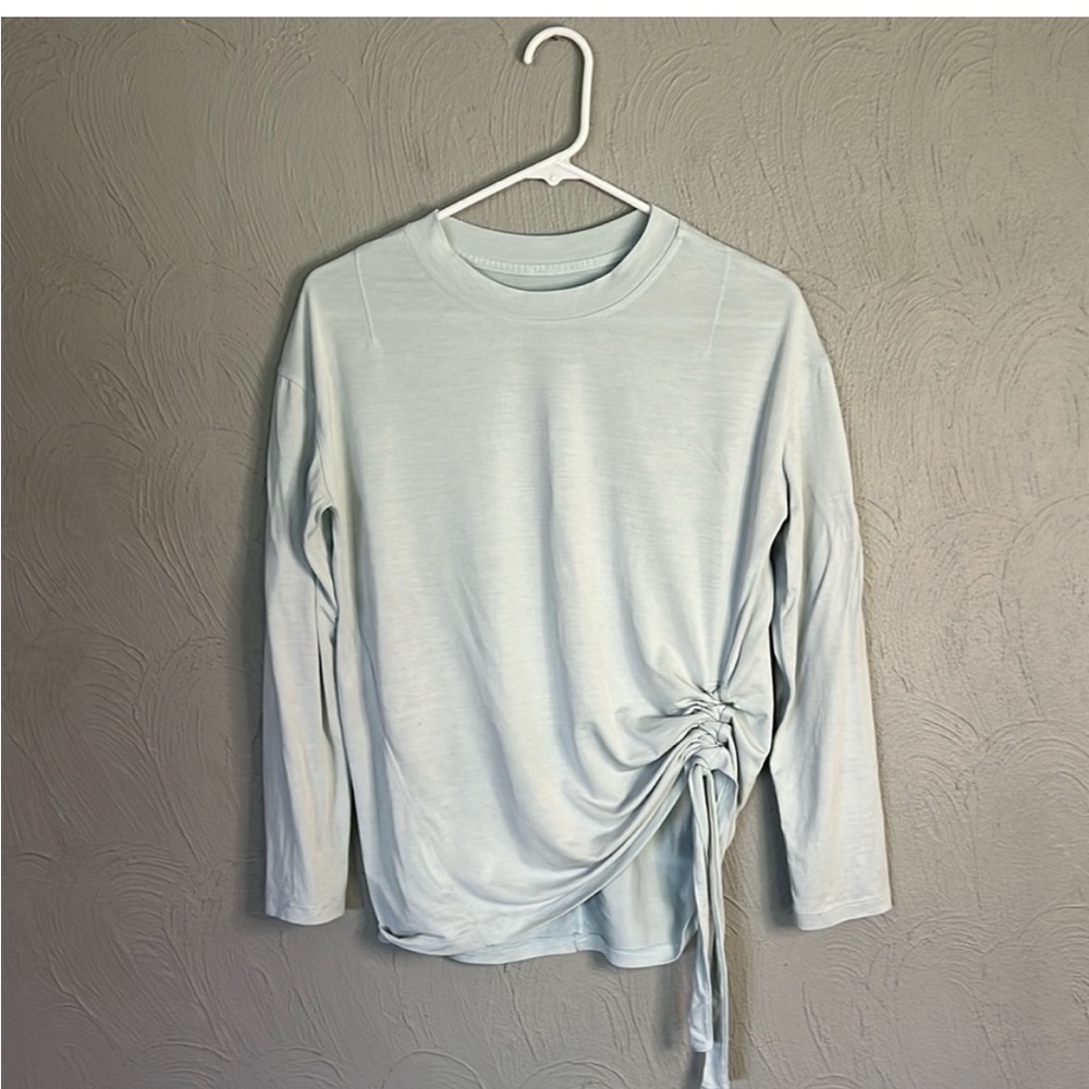 🍋 LIKE NEW Lululemon Side Cinch Long Sleeve Crew - Ocean Air - Size 6 (??)